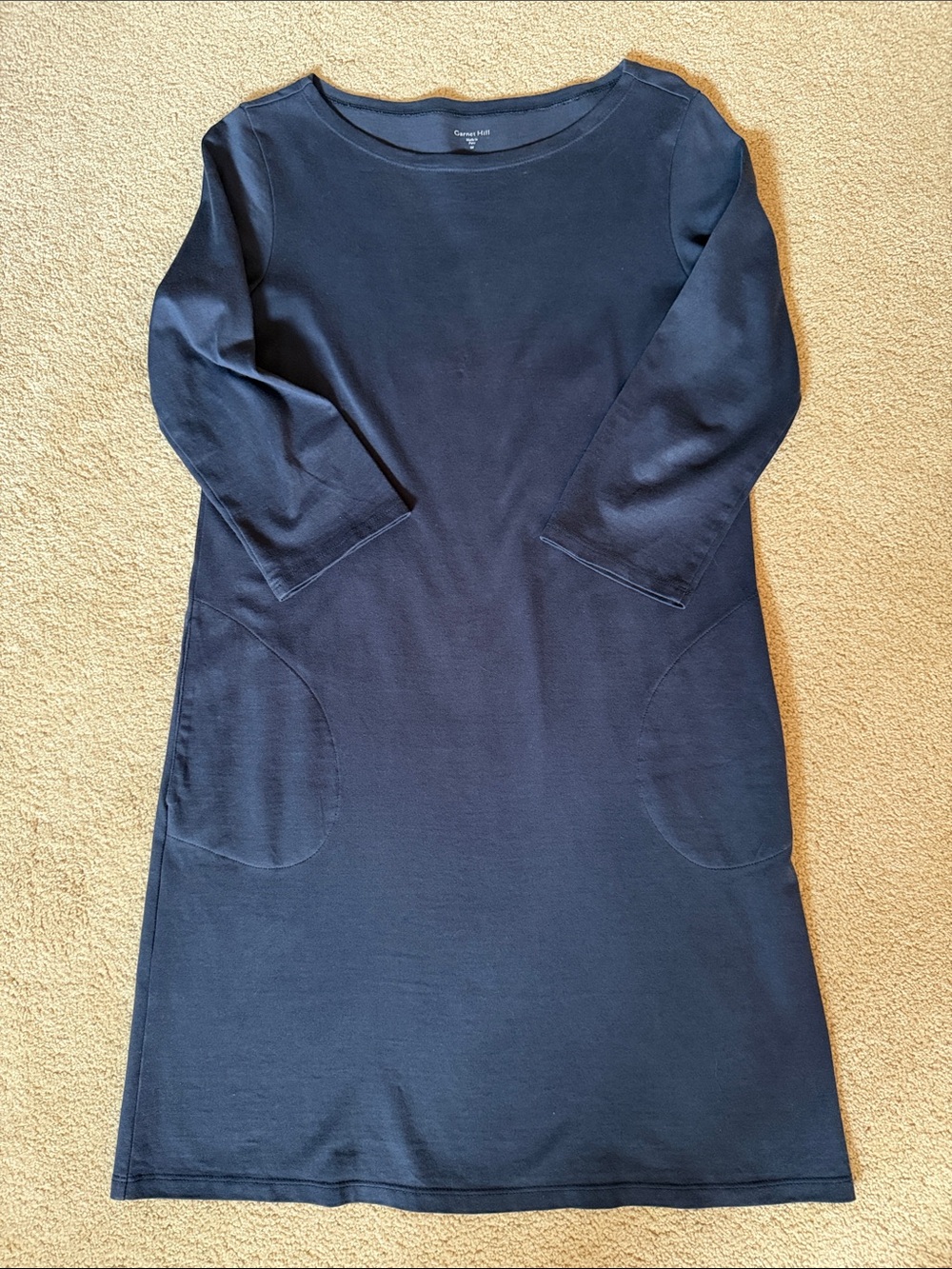 Garnet Hill Navy Midi Dress with Pockets